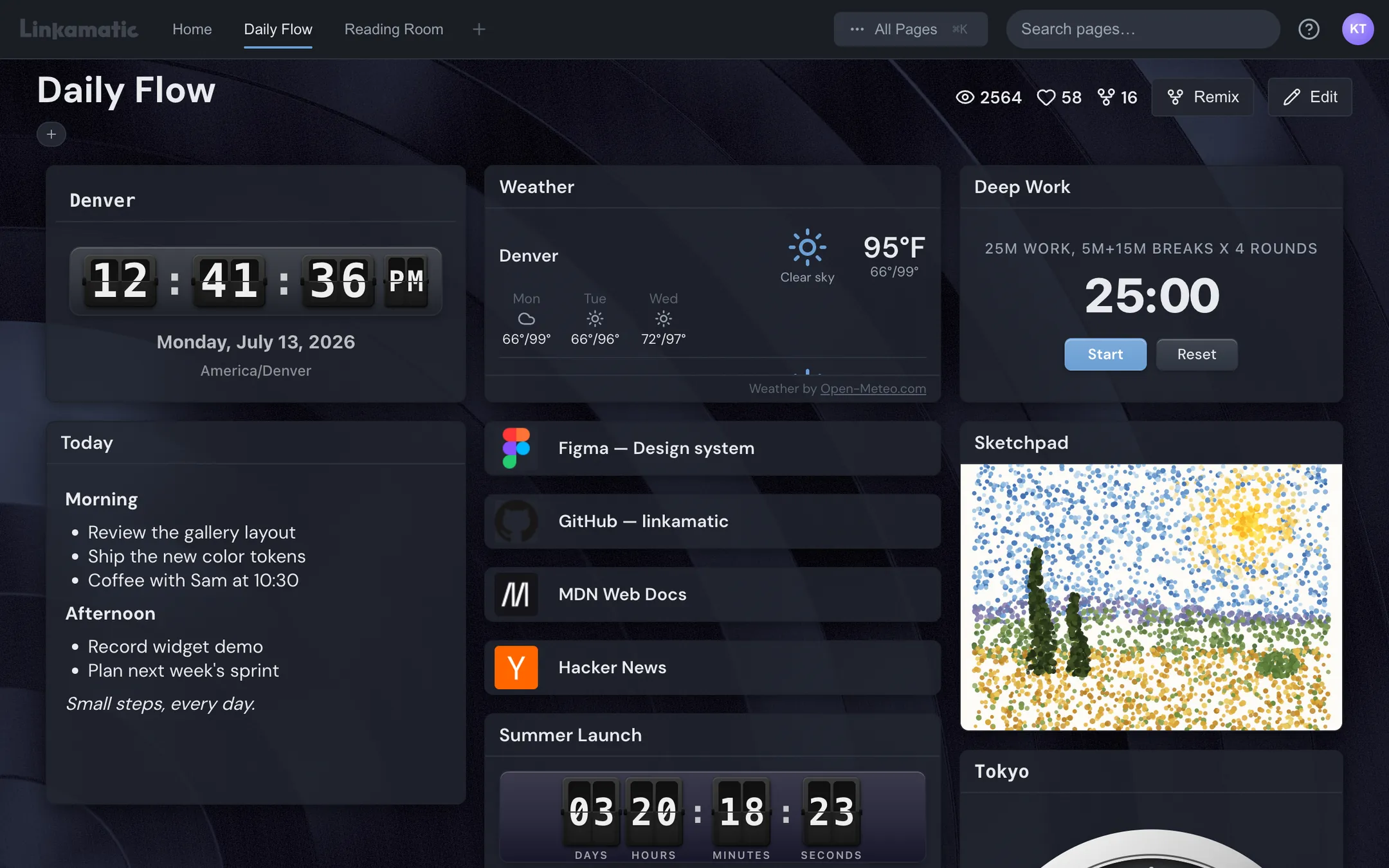 Preview of a Linkamatic page in the slate theme